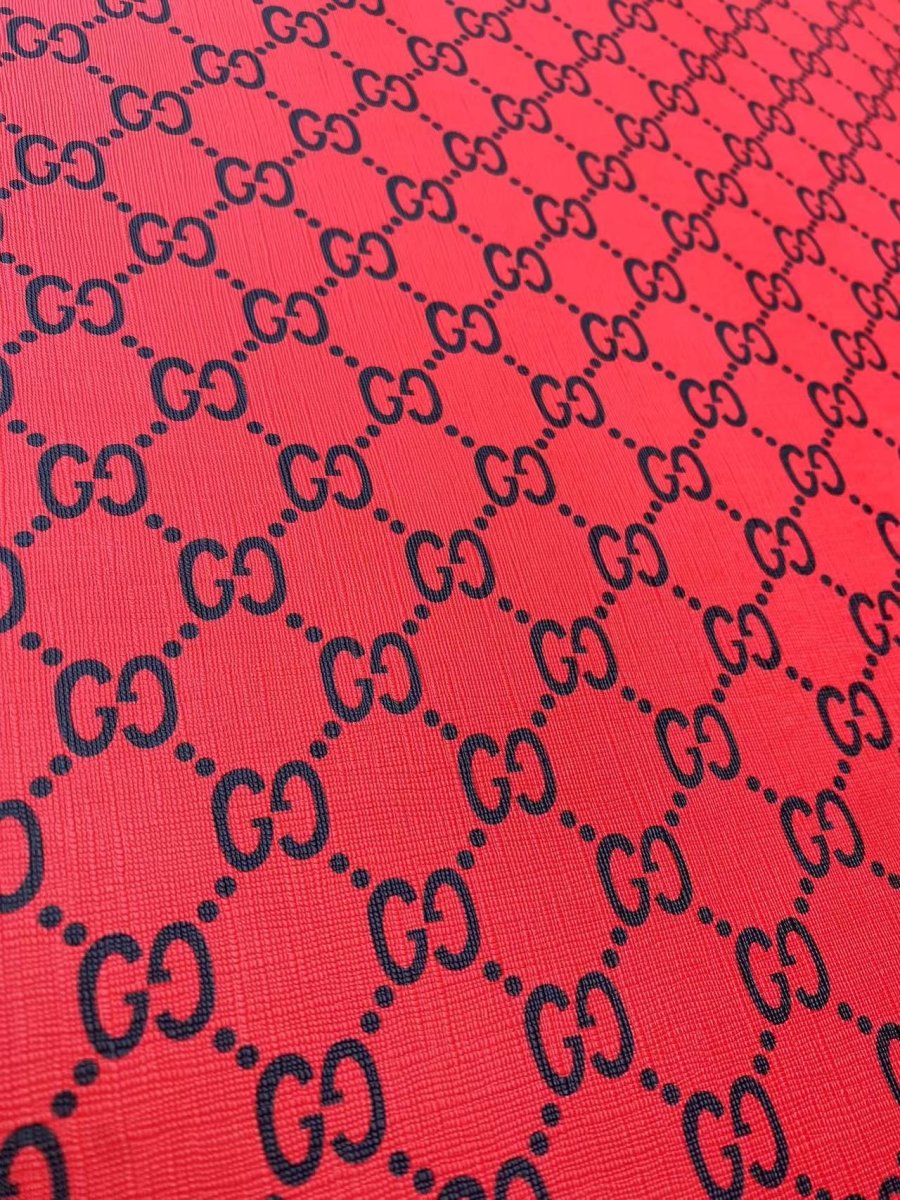 Red Black Gucci Vinyl Leather Fabric for DIY Sewing Crafts Handmade - mingfabricstore