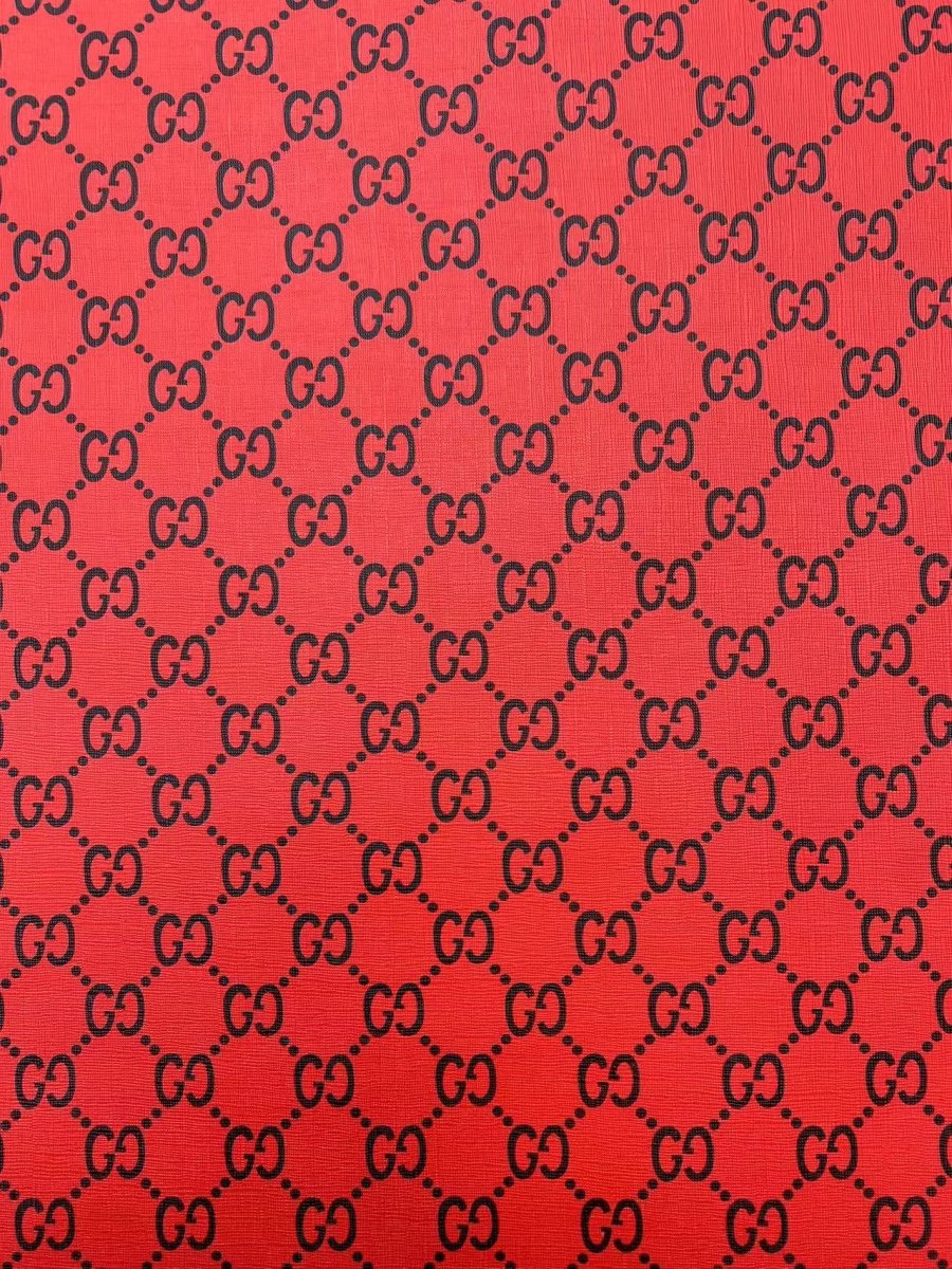 Red Black Gucci Vinyl Leather Fabric for DIY Sewing Crafts Handmade - mingfabricstore