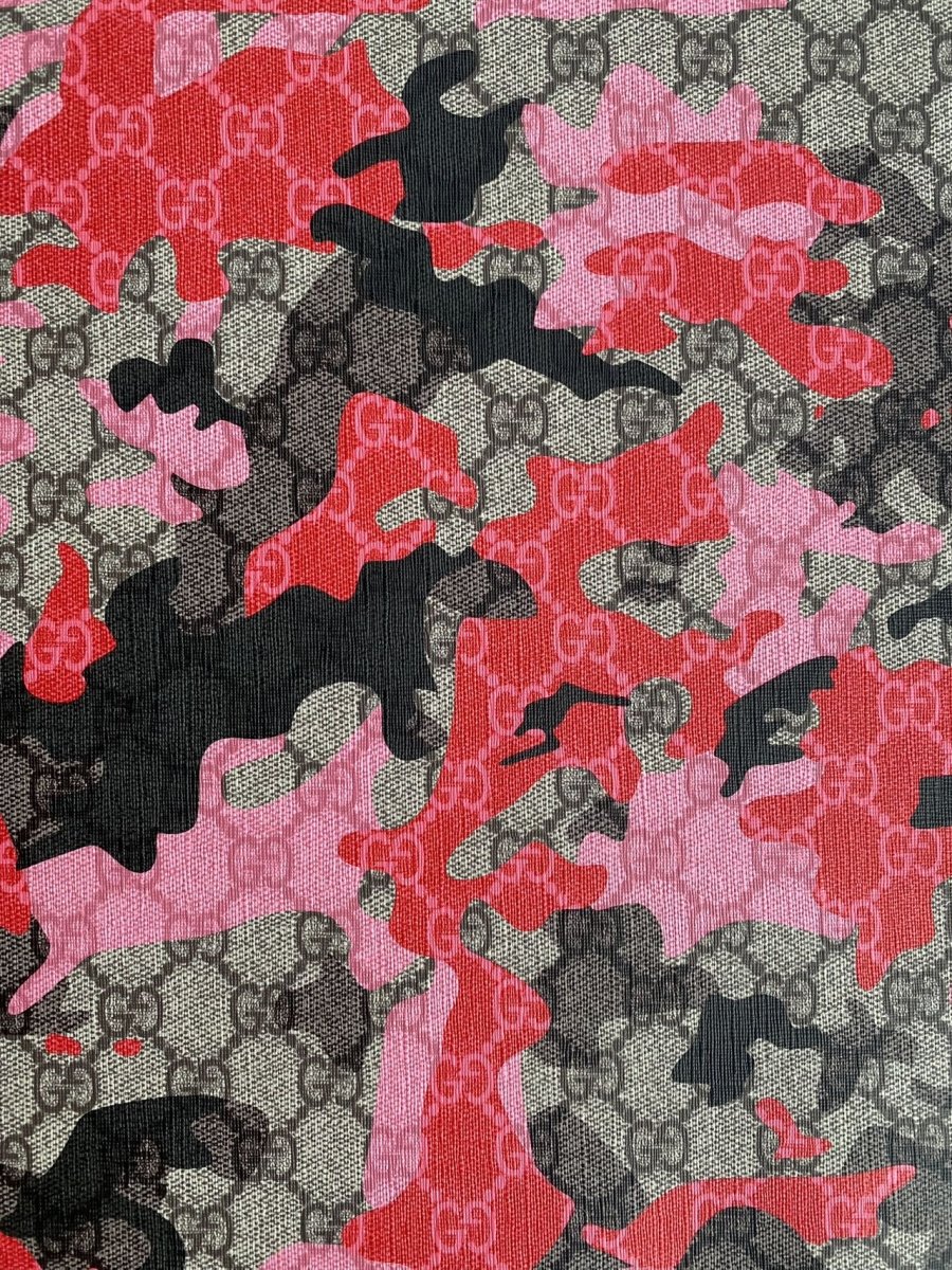 Red Camo Gucci Shoe Leather Sheet Sewing DIY Sold by Yard - mingfabricstore