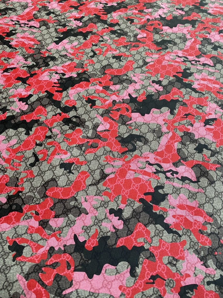 Red Camo Gucci Shoe Leather Sheet Sewing DIY Sold by Yard - mingfabricstore