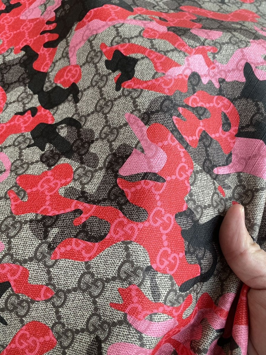Red Camo Gucci Shoe Leather Sheet Sewing DIY Sold by Yard - mingfabricstore