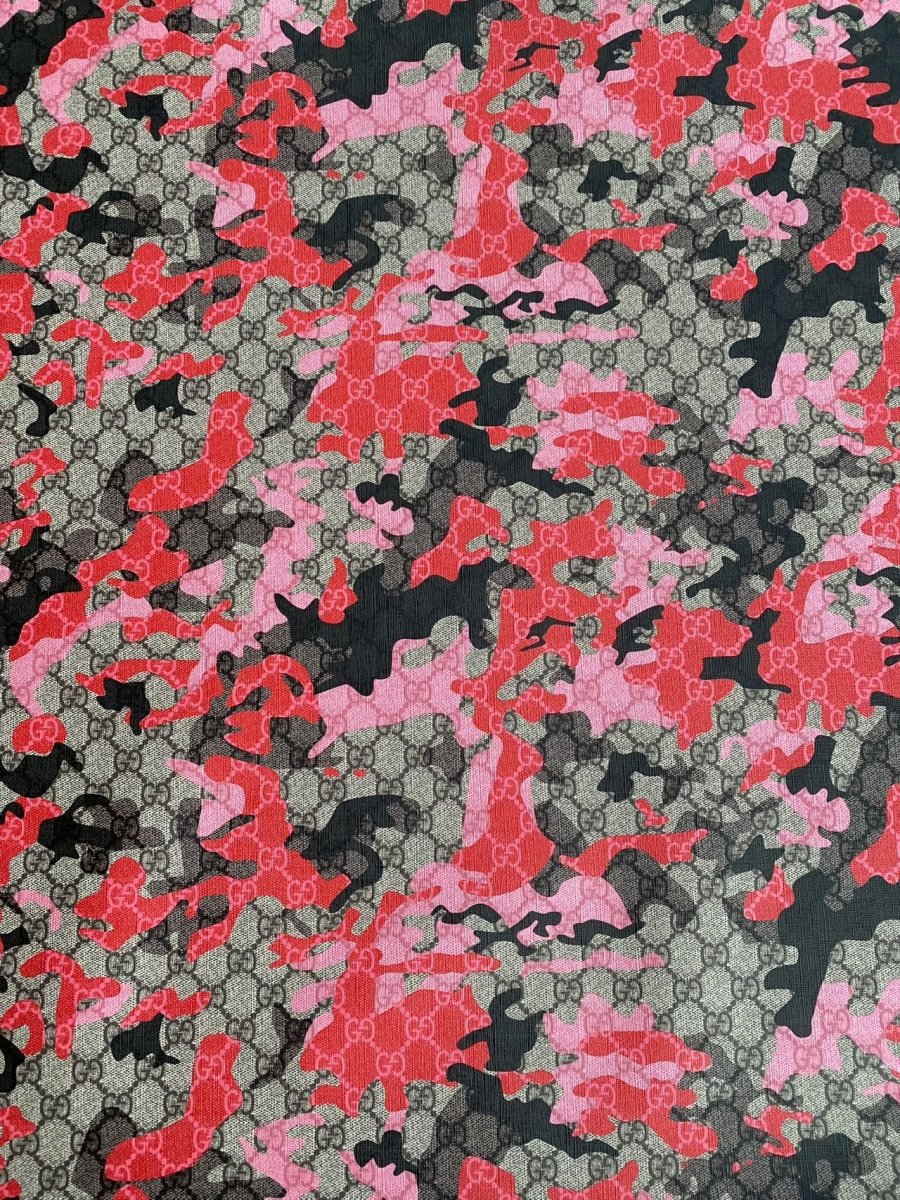 Red Camo Gucci Shoe Leather Sheet Sewing DIY Sold by Yard - mingfabricstore