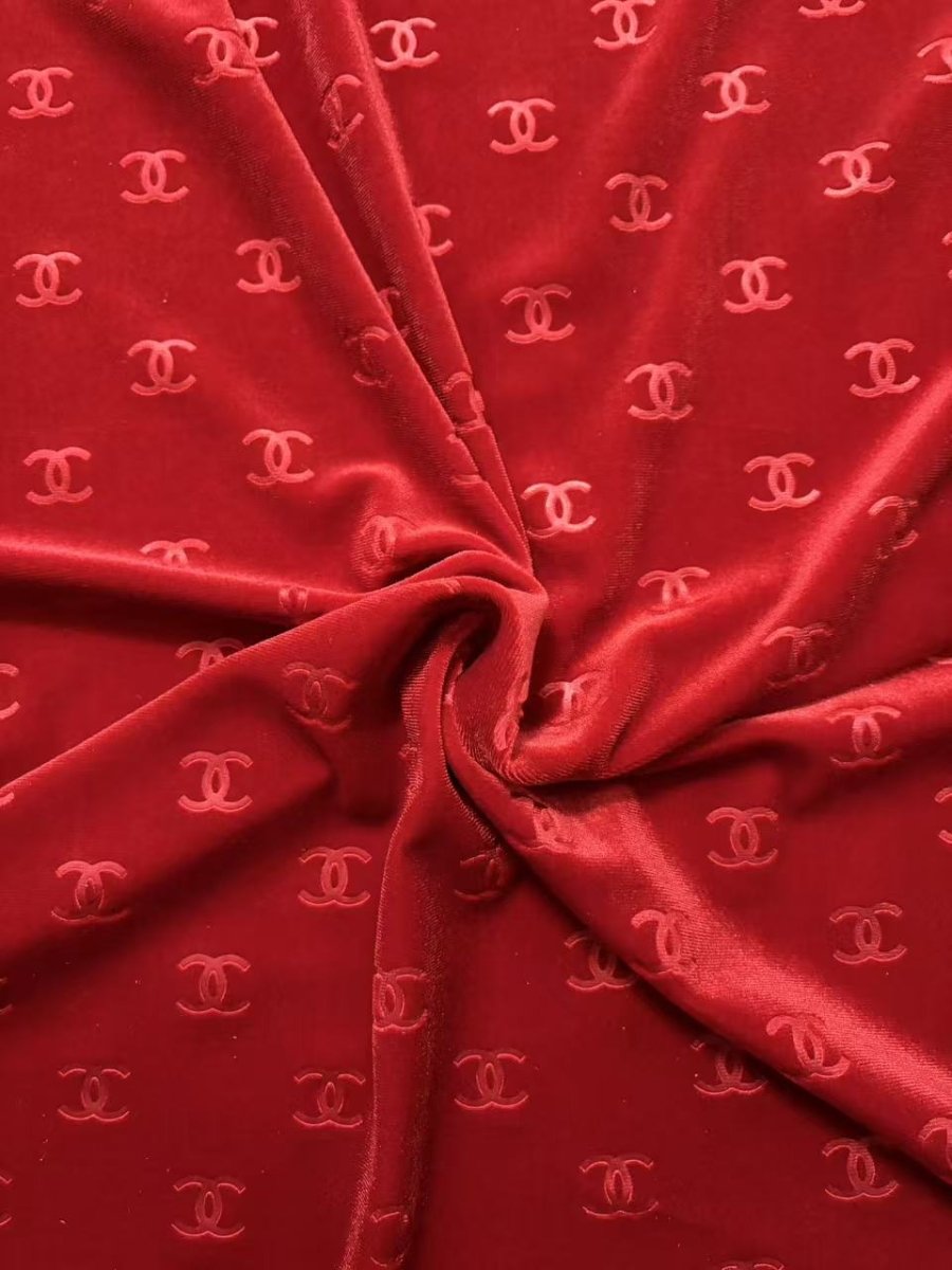 Red Chanel Velvet Designer Fabric for Sewing Car Upholstery Interior Sneakers - mingfabricstore