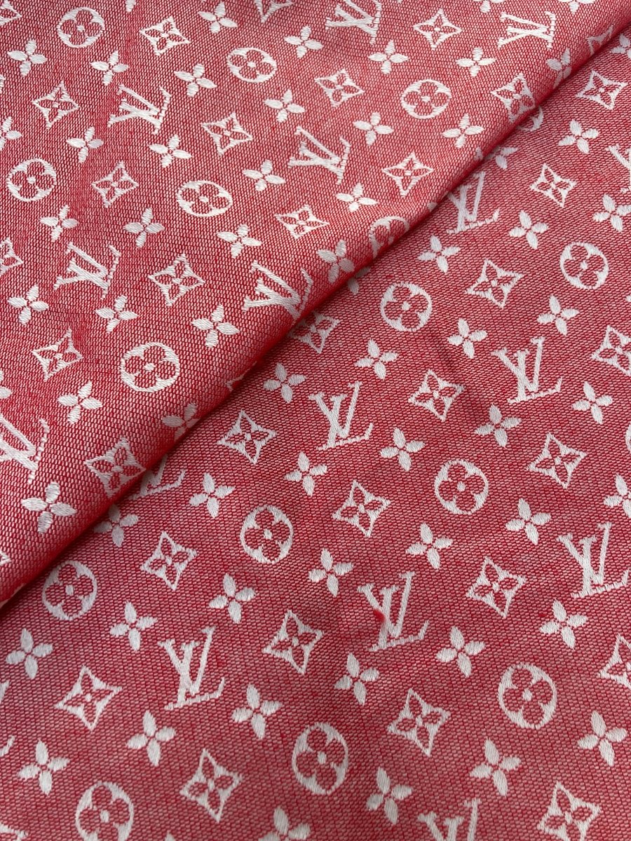 Red Cotton Jacquard LV Crafts Fabric for Handmade - mingfabricstore