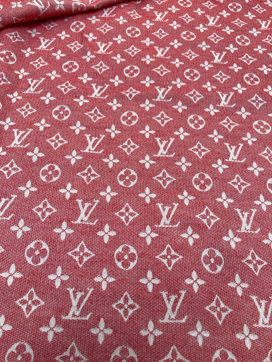 Red Cotton Jacquard LV Crafts Fabric for Handmade - mingfabricstore