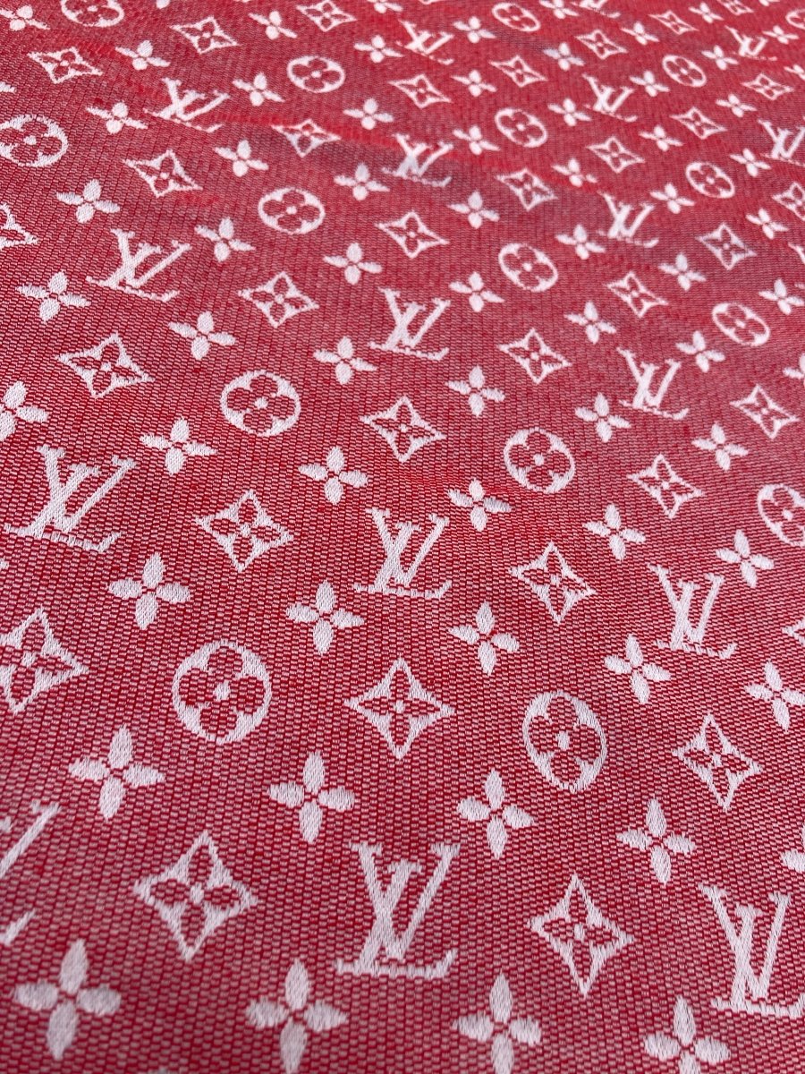 Red Cotton Jacquard LV Crafts Fabric for Handmade - mingfabricstore