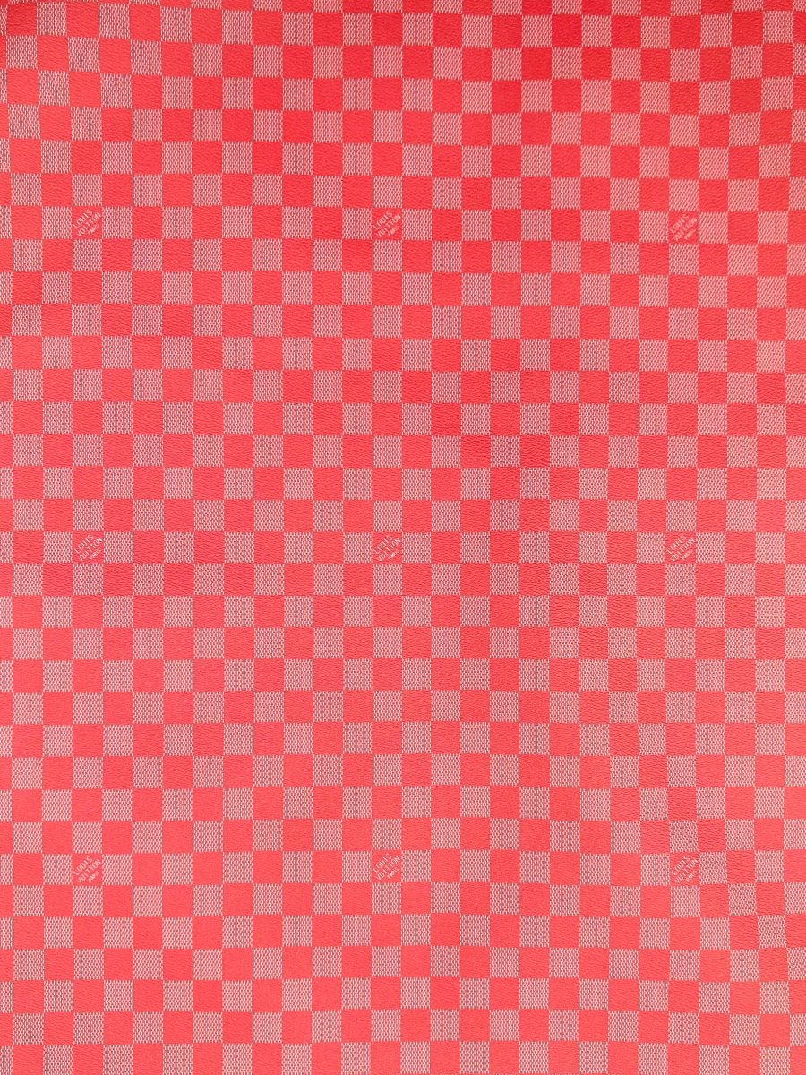 Red Damier Handmade Vinyl For Custom Sneakers Upholstery - mingfabricstore