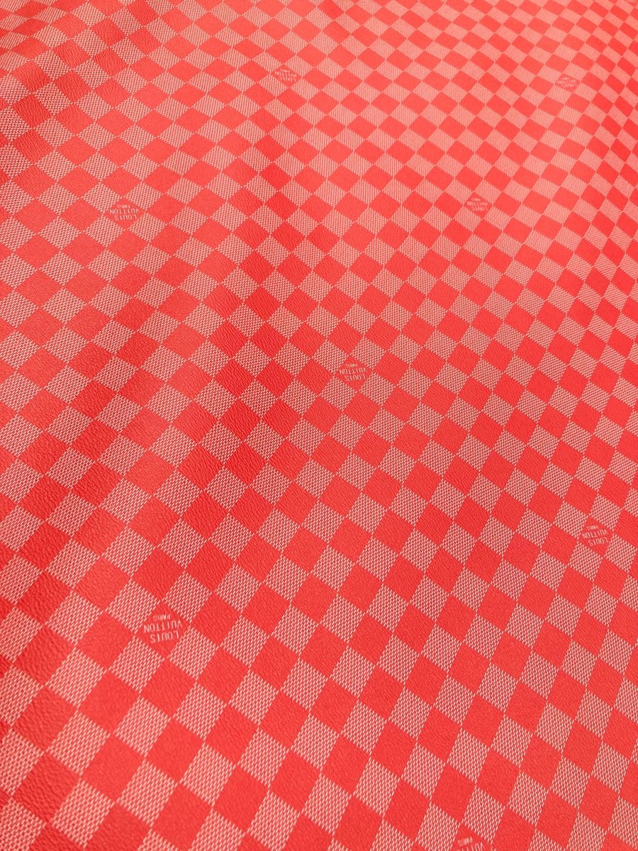 Red Damier Handmade Vinyl For Custom Sneakers Upholstery - mingfabricstore
