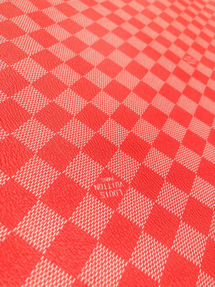 Red Damier Handmade Vinyl For Custom Sneakers Upholstery - mingfabricstore