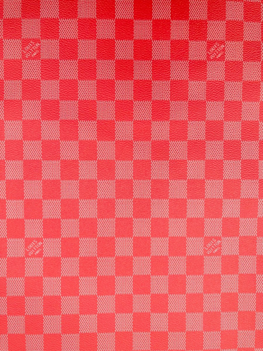 Red Damier Handmade Vinyl For Custom Sneakers Upholstery - mingfabricstore