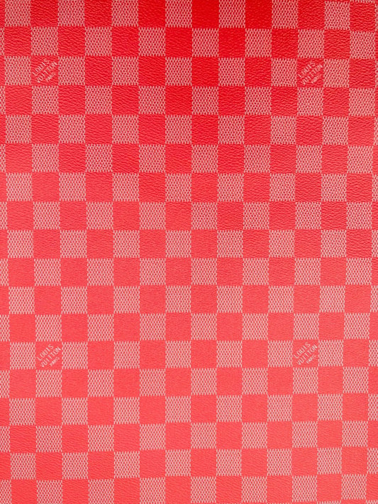 Red Damier Handmade Vinyl For Custom Sneakers Upholstery - mingfabricstore