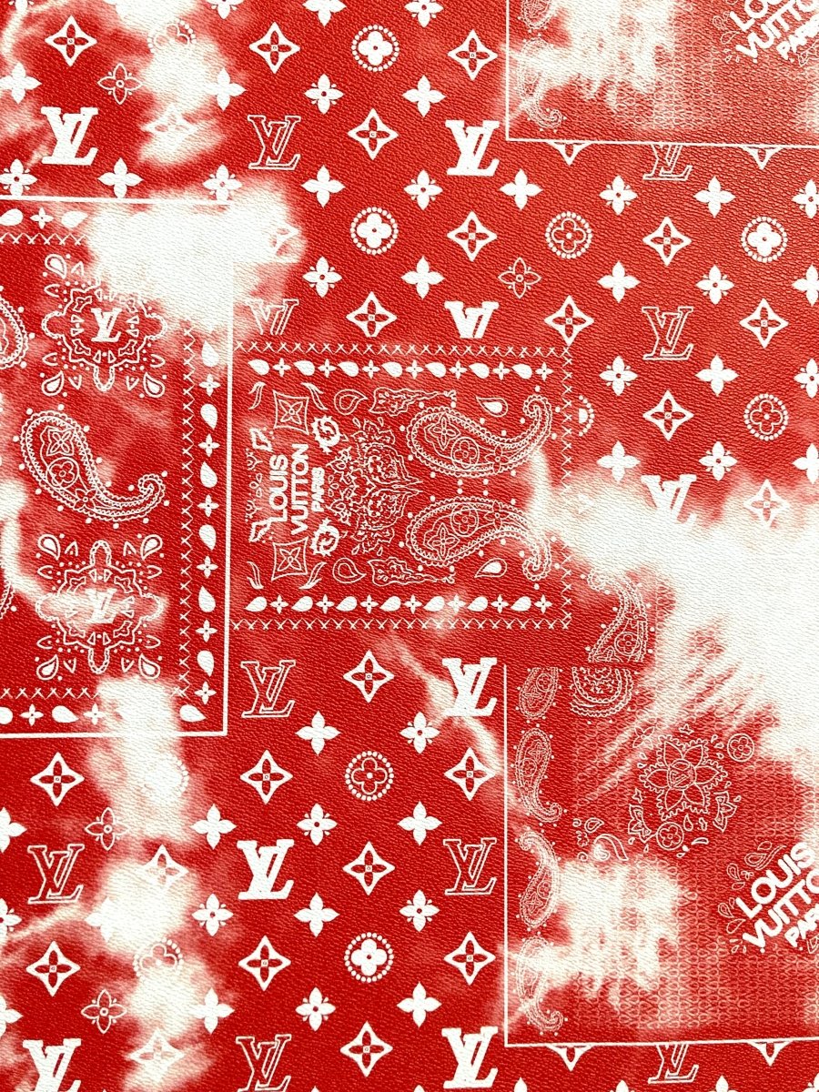 Red Denim Dye LV Custom Craft Vinyl Leather - mingfabricstore