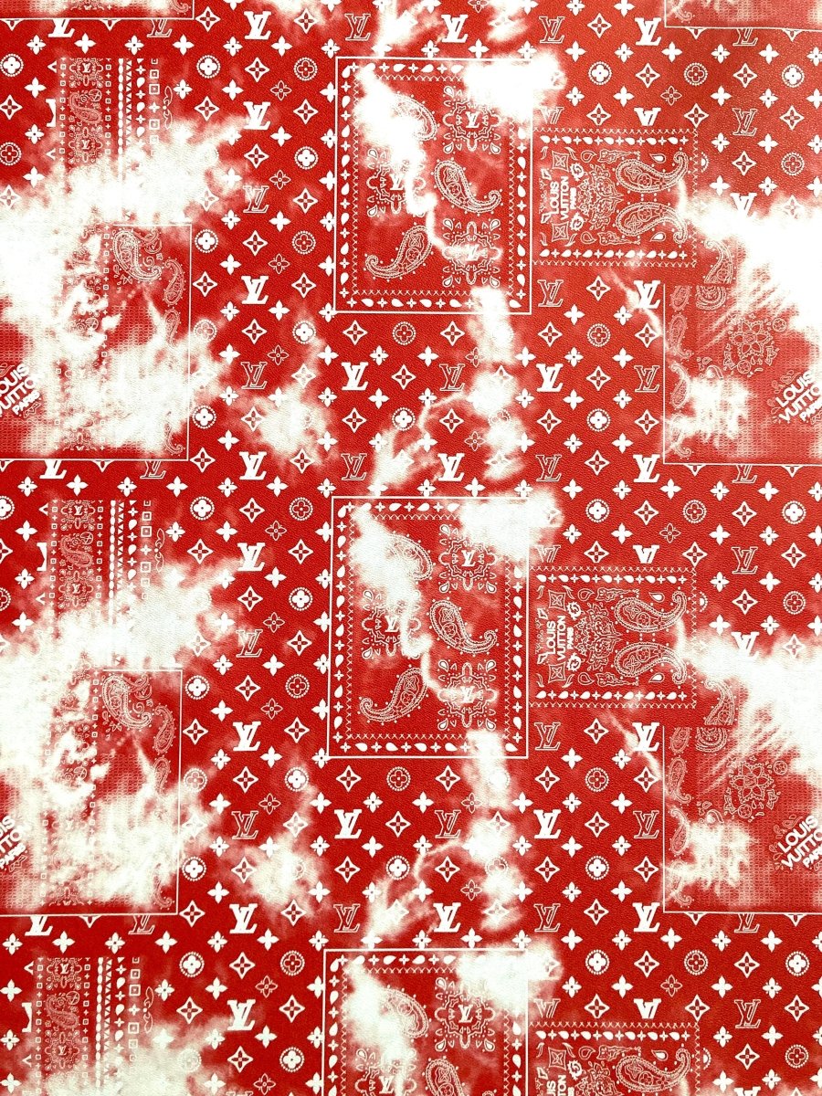 Red Denim Dye LV Custom Craft Vinyl Leather - mingfabricstore