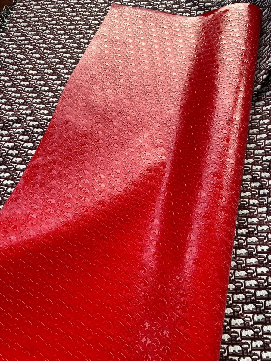 Red Dior Mirror Surface Vinyl Custom Sneakers Upholstery Sewing Fabric - mingfabricstore