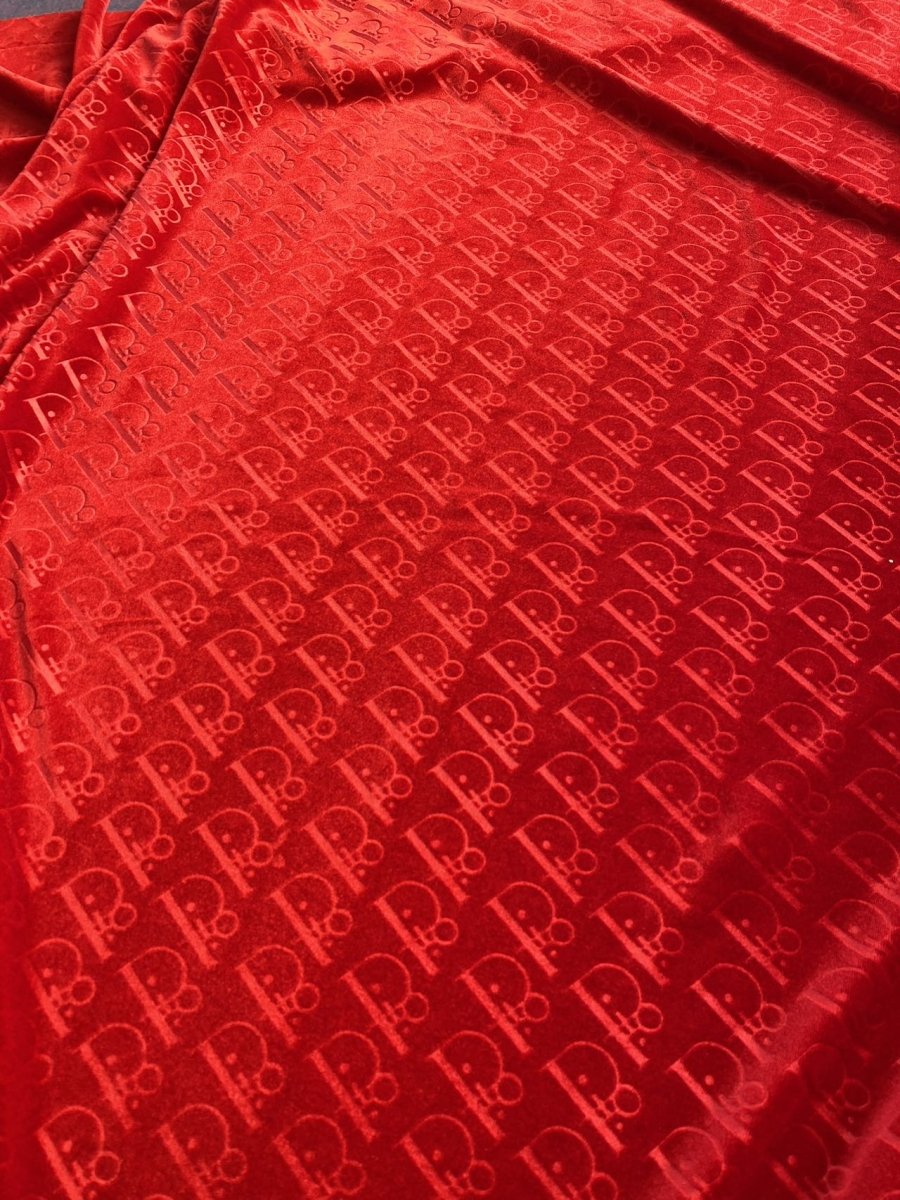 Red Dior Velvet for Shoes Custom Sneakers Designer Fabric by the Yard - mingfabricstore