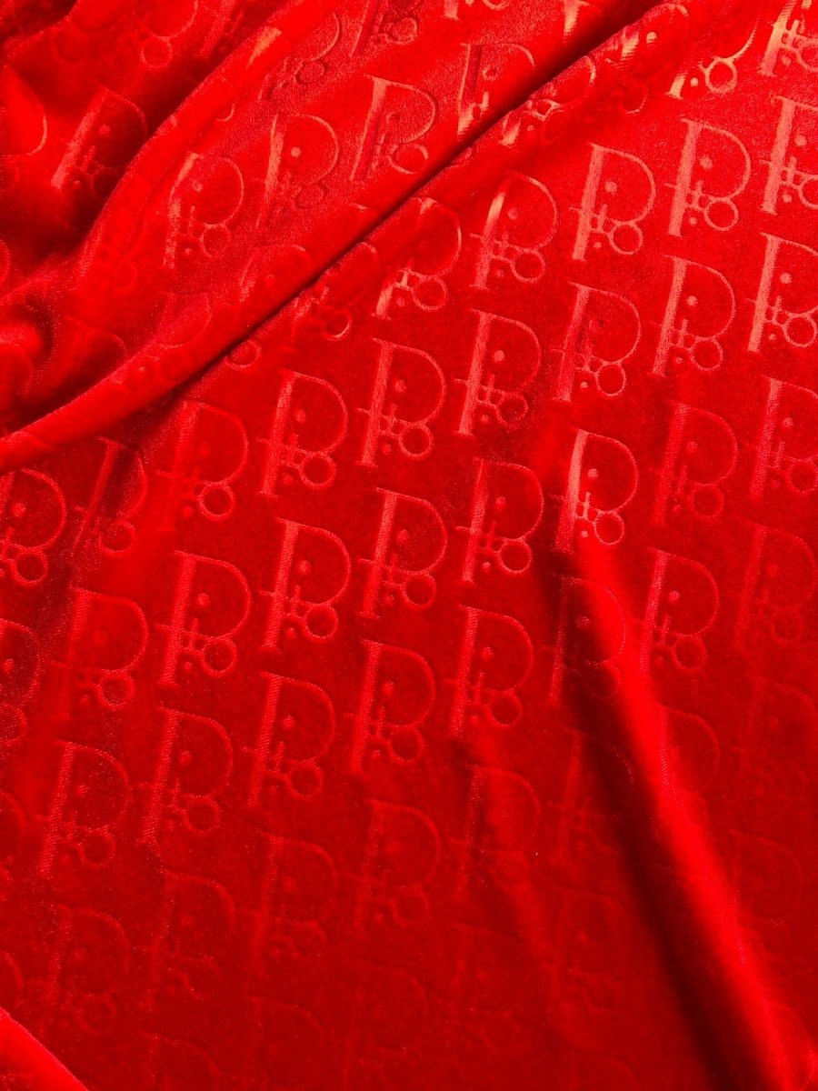 Red Dior Velvet for Shoes Custom Sneakers Designer Fabric by the Yard - mingfabricstore