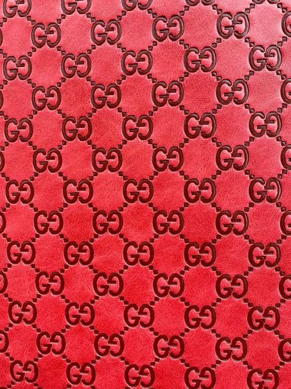Red Embossed Gucci Upholstery Leather Fabric for Sneakers Customshoes - mingfabricstore