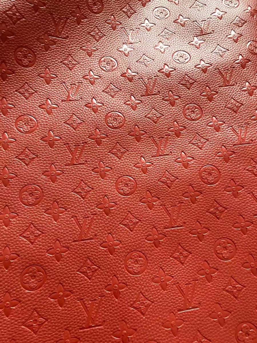 Red Embossed LV Soft Leather Material for Custom - mingfabricstore