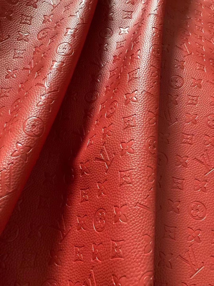Red Embossed LV Soft Leather Material for Custom - mingfabricstore