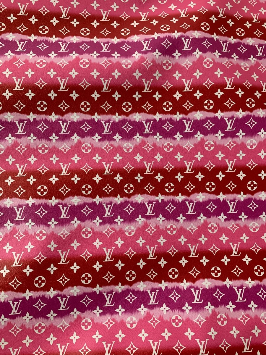 Red Gradient Watercolor LV Leather for Custom - mingfabricstore