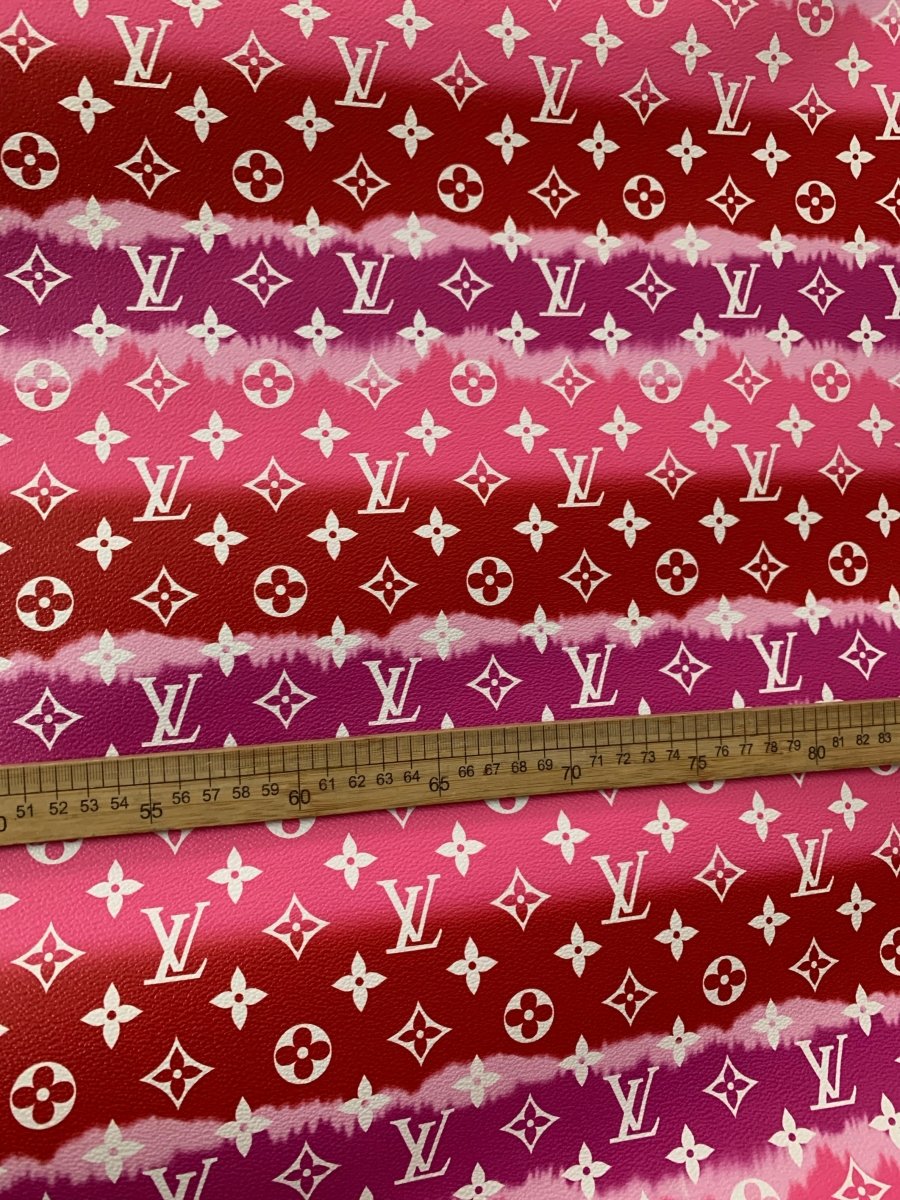 Red Gradient Watercolor LV Leather for Custom - mingfabricstore