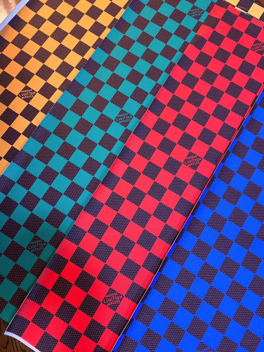 Red Green Big Check Damier Vinyl Leather for LV Trainer Sneaker - mingfabricstore