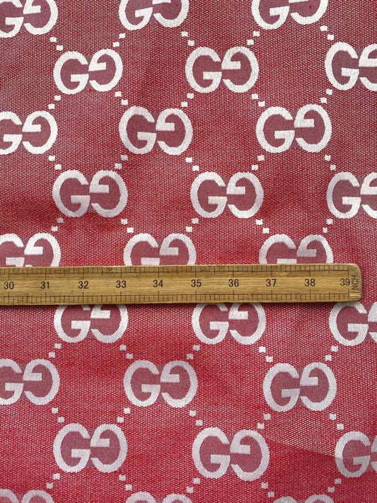 Red Gucci Jacquard Handmade Fabric for Sewing Custom Sneaker Clothing Projects - mingfabricstore