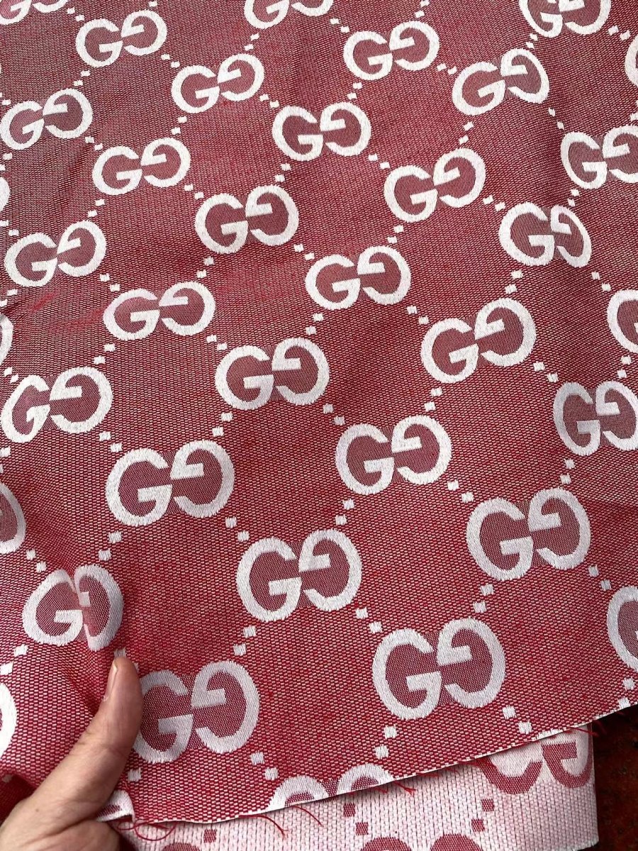 Red Gucci Jacquard Handmade Fabric for Sewing Custom Sneaker Clothing Projects - mingfabricstore