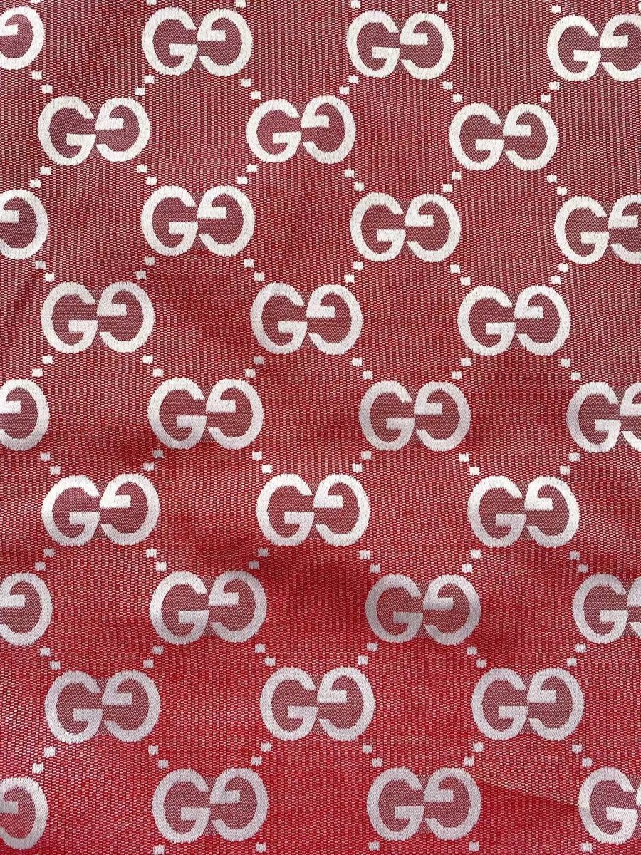 Red Gucci Jacquard Handmade Fabric for Sewing Custom Sneaker Clothing Projects - mingfabricstore