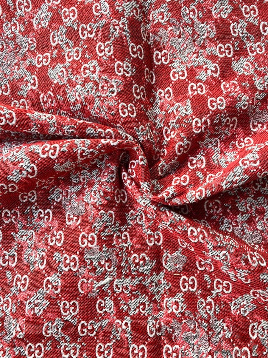 Red Gucci Jacquard Sofa Fabric for Custom DIY Furniture Upholstery - mingfabricstore