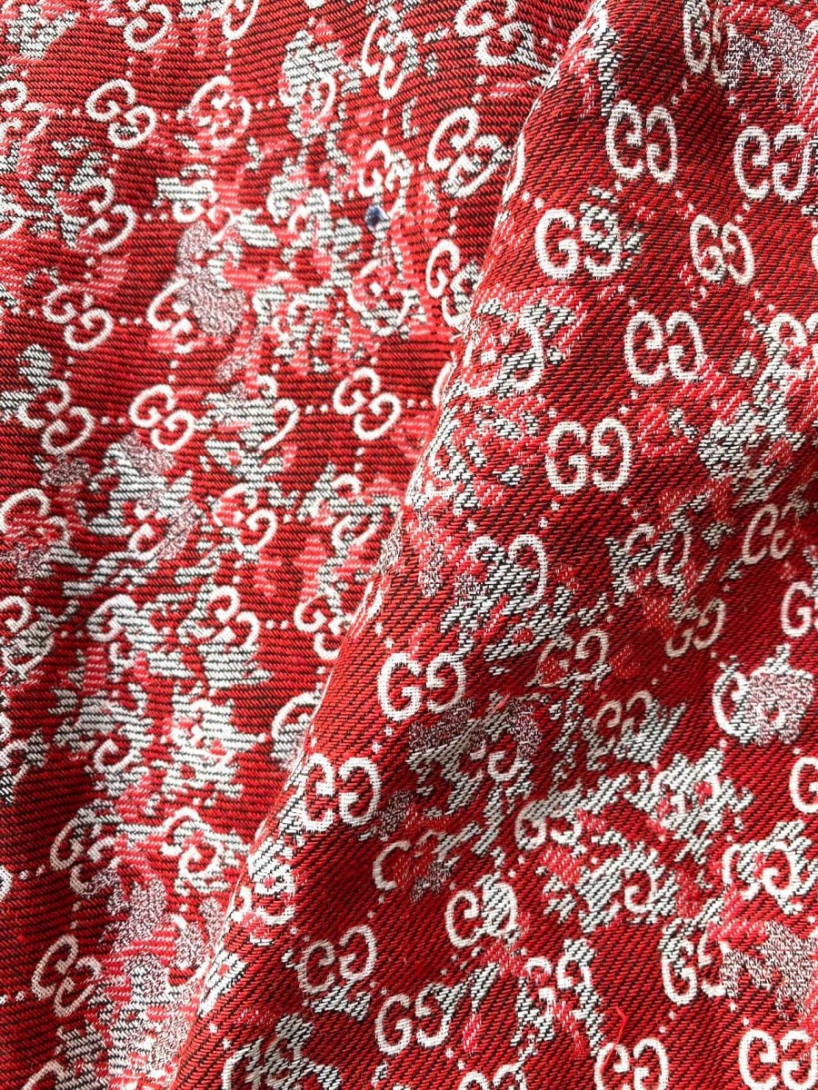 Red Gucci Jacquard Sofa Fabric for Custom DIY Furniture Upholstery - mingfabricstore