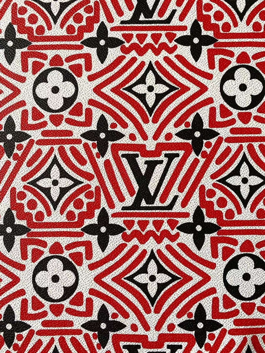 Red LV Louis Vuitton Vinyl Faux Leather for Shoes Sewing Project - mingfabricstore