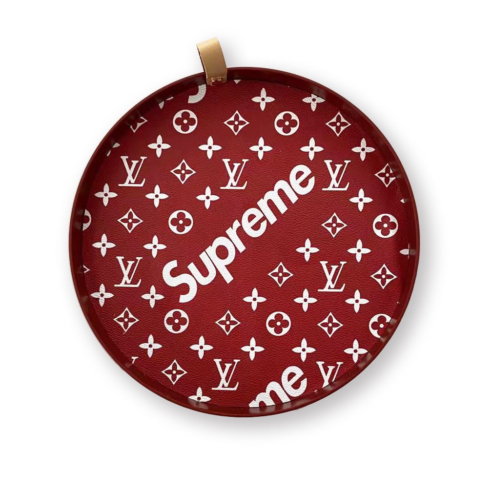 Red LV Tray With Leather Strap - mingfabricstore