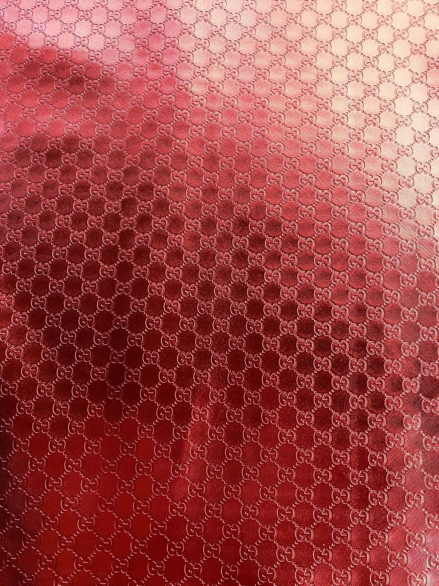 Red Shiny Soft Gucci Leather Fabric for Nail Art Shoes Custom Car Interior Upholstery - mingfabricstore