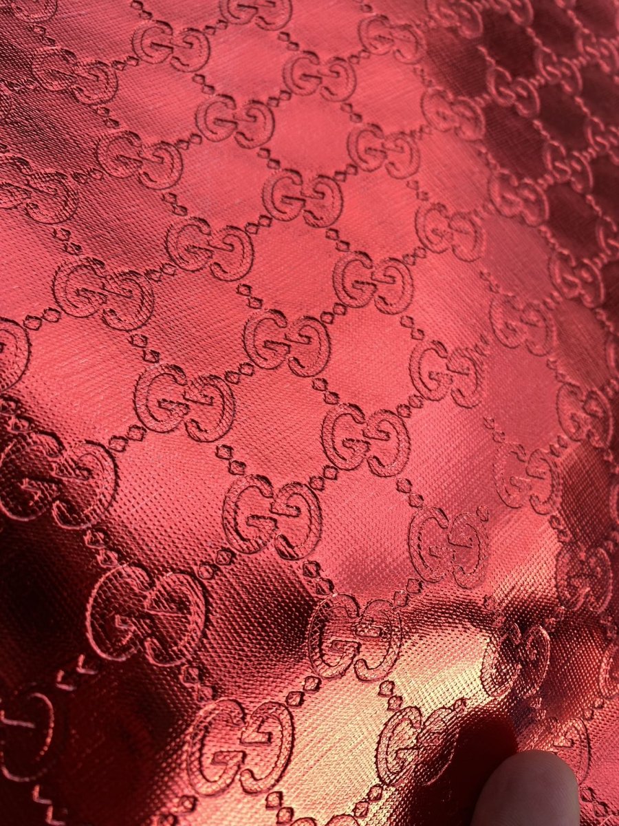 Red Shiny Soft Gucci Leather Fabric for Nail Art Shoes Custom Car Interior Upholstery - mingfabricstore