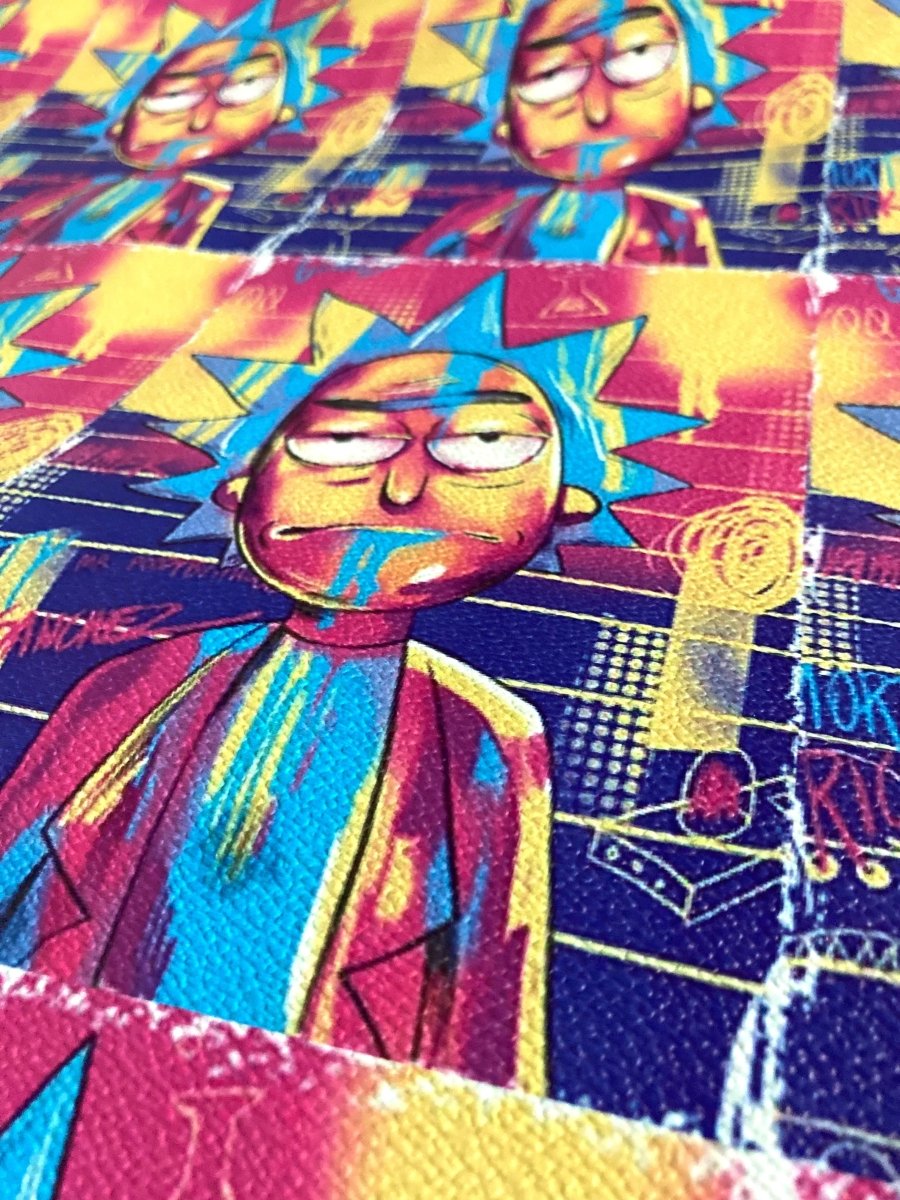 Rick and Morty Printing Leather Handmade Material for Sneakers Custom - mingfabricstore