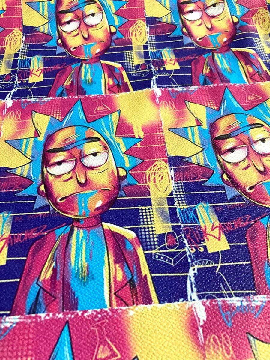 Rick and Morty Printing Leather Handmade Material for Sneakers Custom - mingfabricstore