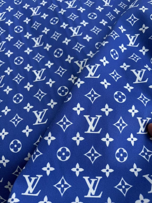 Royal Blue LV Cotton Fabric Sold by Yard for Sewing Crafts Projects - mingfabricstore