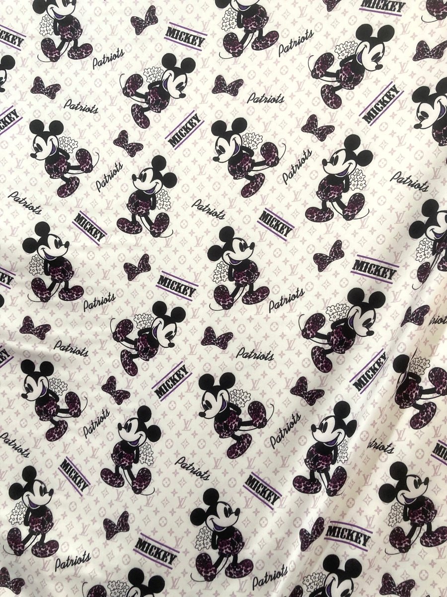 Satin Fabric Mickey Mouse LV Satin for DIY Custom Upholstery - mingfabricstore