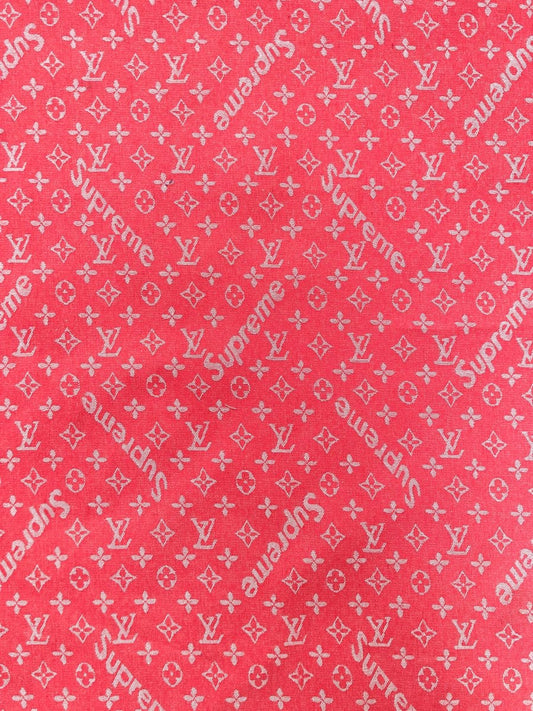 Sewing Fabric Red Supreme LV Denim Jean Material - mingfabricstore