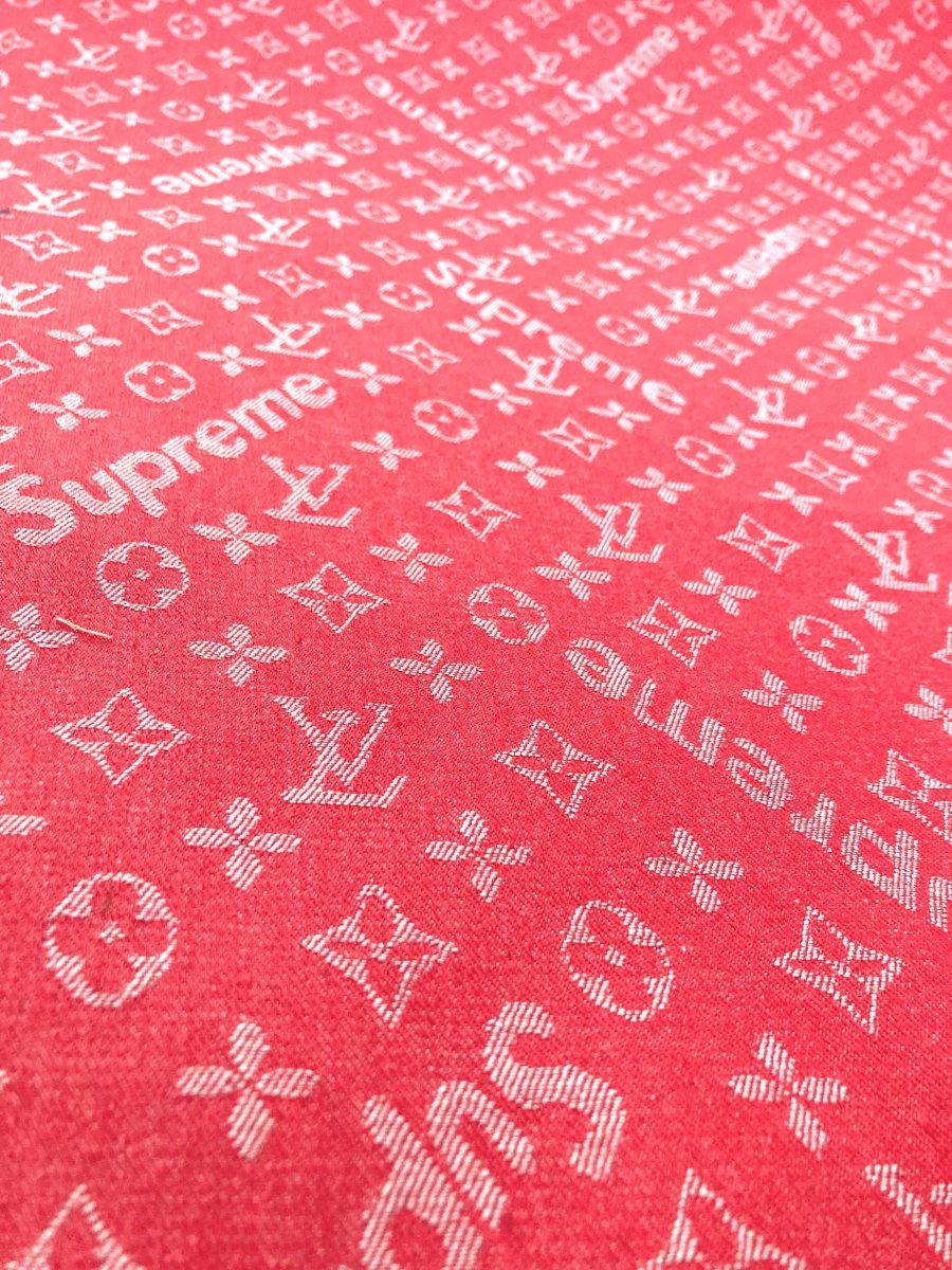 Sewing Fabric Red Supreme LV Denim Jean Material - mingfabricstore