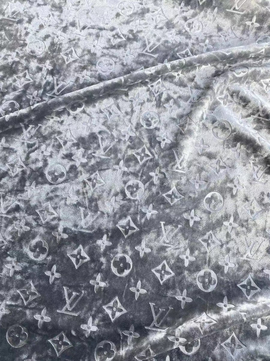 Shiny Silver Grey LV Velvet for Shoes - mingfabricstore