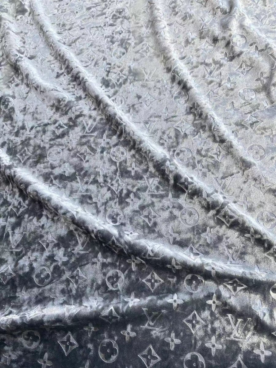 Shiny Silver Grey LV Velvet for Shoes - mingfabricstore