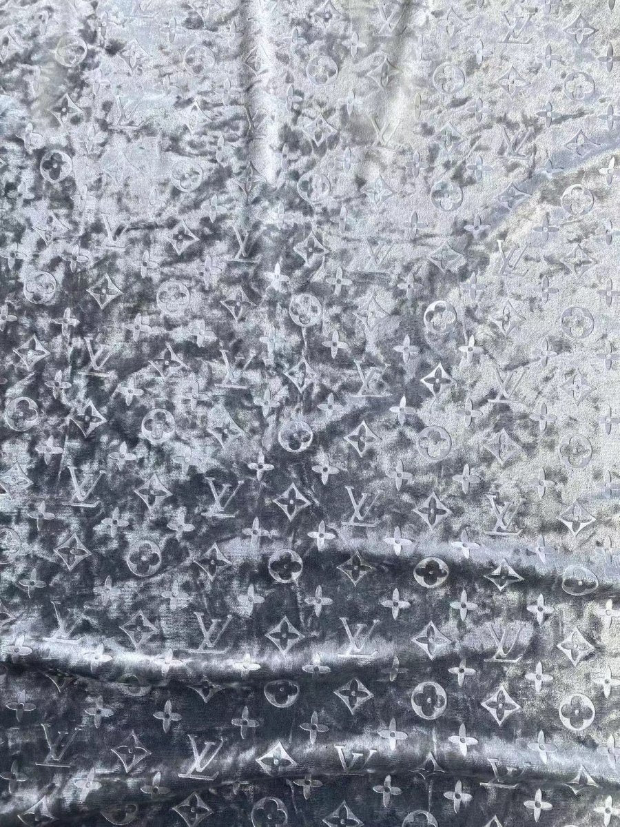 Shiny Silver Grey LV Velvet for Shoes - mingfabricstore