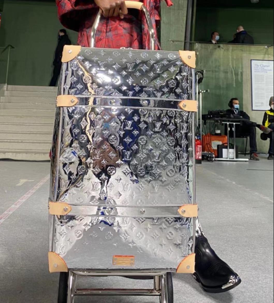 Shiny Silver LV leather for Bag - mingfabricstore