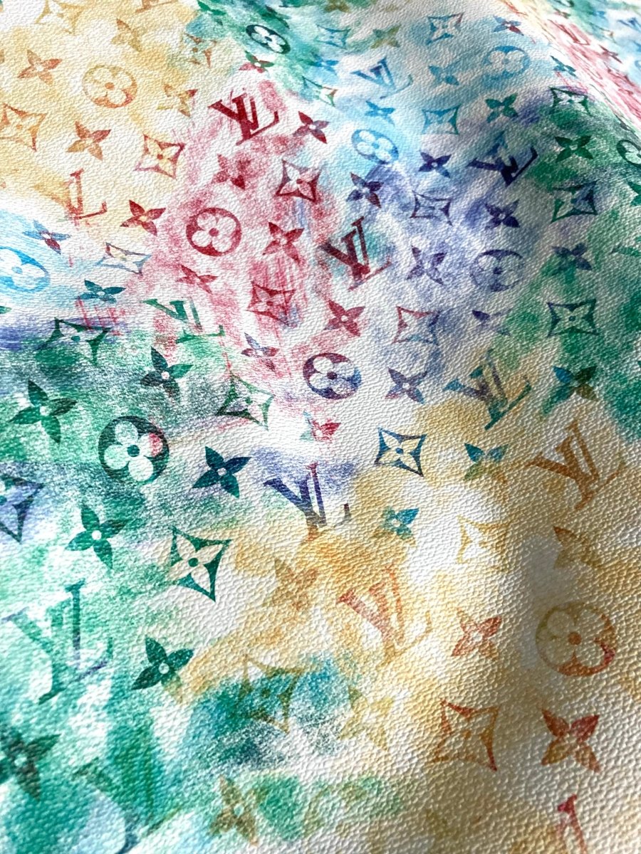 Sktech Colorful LV Leather Vinyl for Custom Bag Furnituer - mingfabricstore