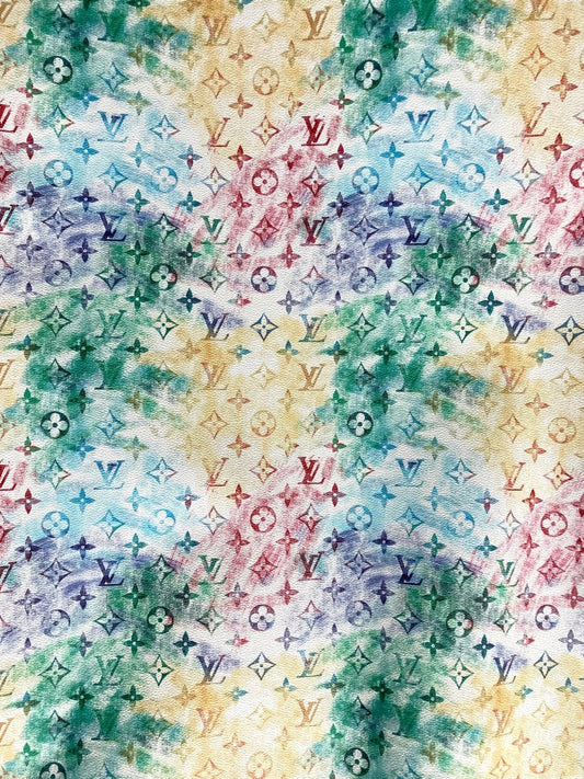 Sktech Colorful LV Leather Vinyl for Custom Bag Furnituer - mingfabricstore