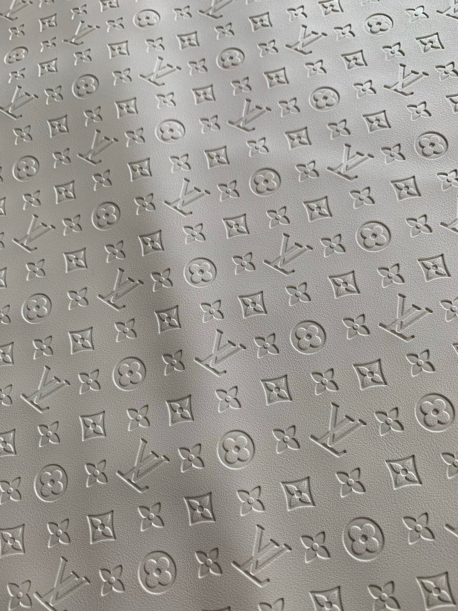 Small Letter White Embossed LV for Custom - mingfabricstore