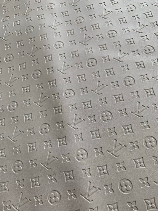 Small Letter White Embossed LV for Custom - mingfabricstore