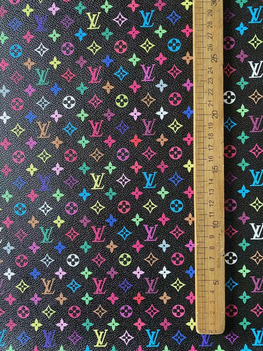 Small Louis Vuitton Colorful Takashi Murakami Designer Faux Leather for Custom DIY - mingfabricstore